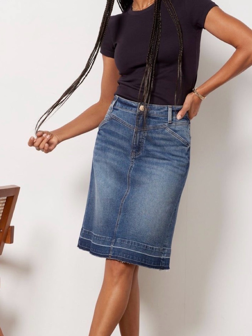 Kut from the Kloth Blue Denim A-Line Mini Skirt Size 4